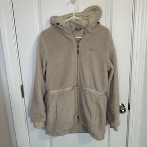 New Balance Women’s Beige Sherpa Fleece Zip-Up Jacket‎ Size Small Teddy Bear